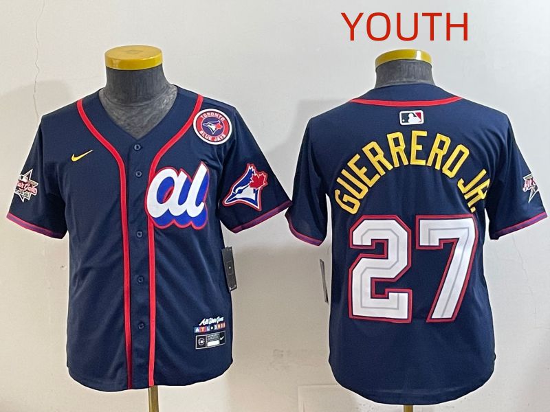 Youth 2025 Toronto Blue Jays #27 Guerrero jr Drak Blue All star Nike MLB Jersey style 2->youth mlb jersey->Youth Jersey